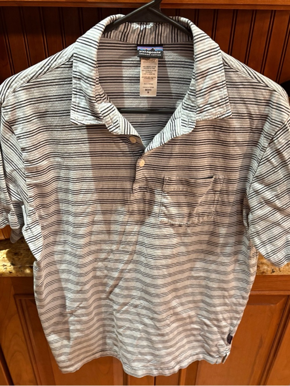 Patagonia Navy and White Horizontal Stripe Polo - Picture 5 of 6